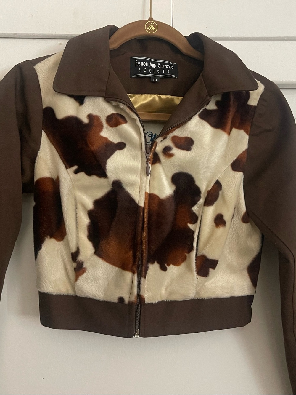 Women's Brown Cowhide Print Jacket